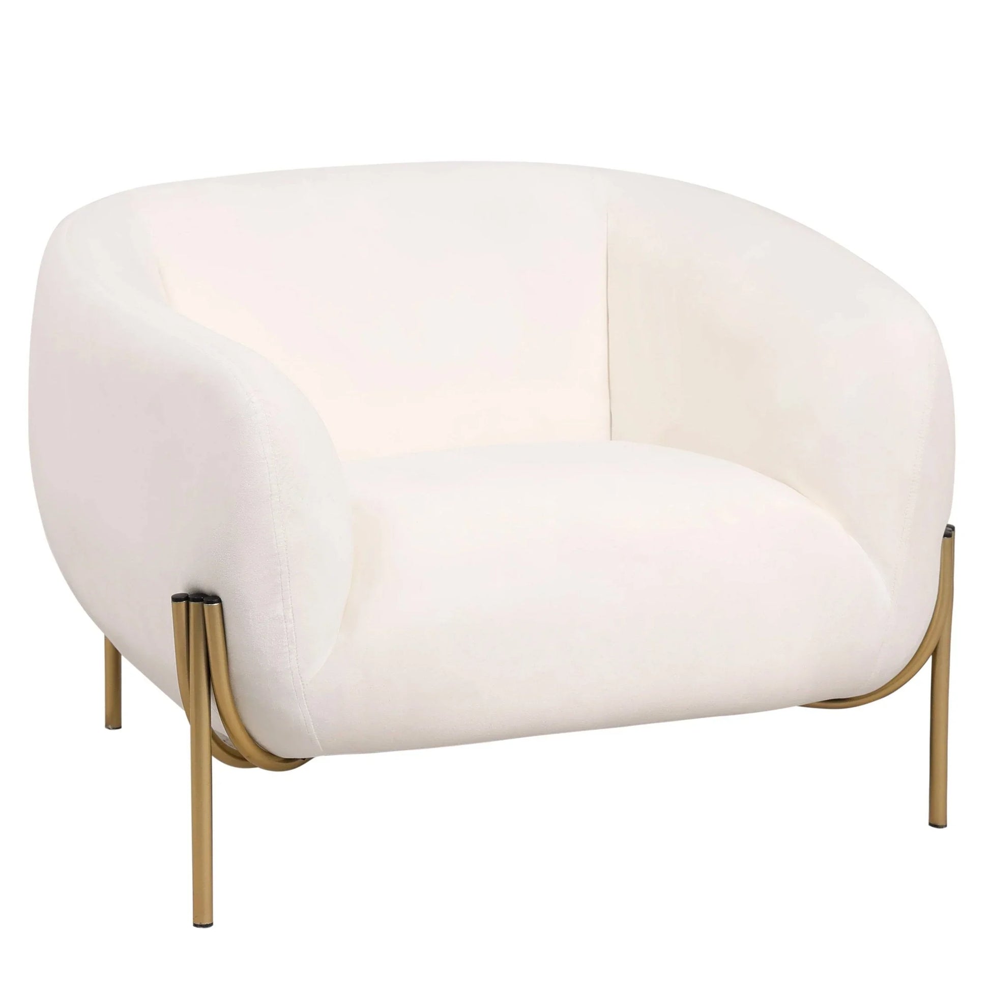 Zuno Upholstered Single Seater Sofa in Velvet with Gold Iron Legs - Elax Furniture