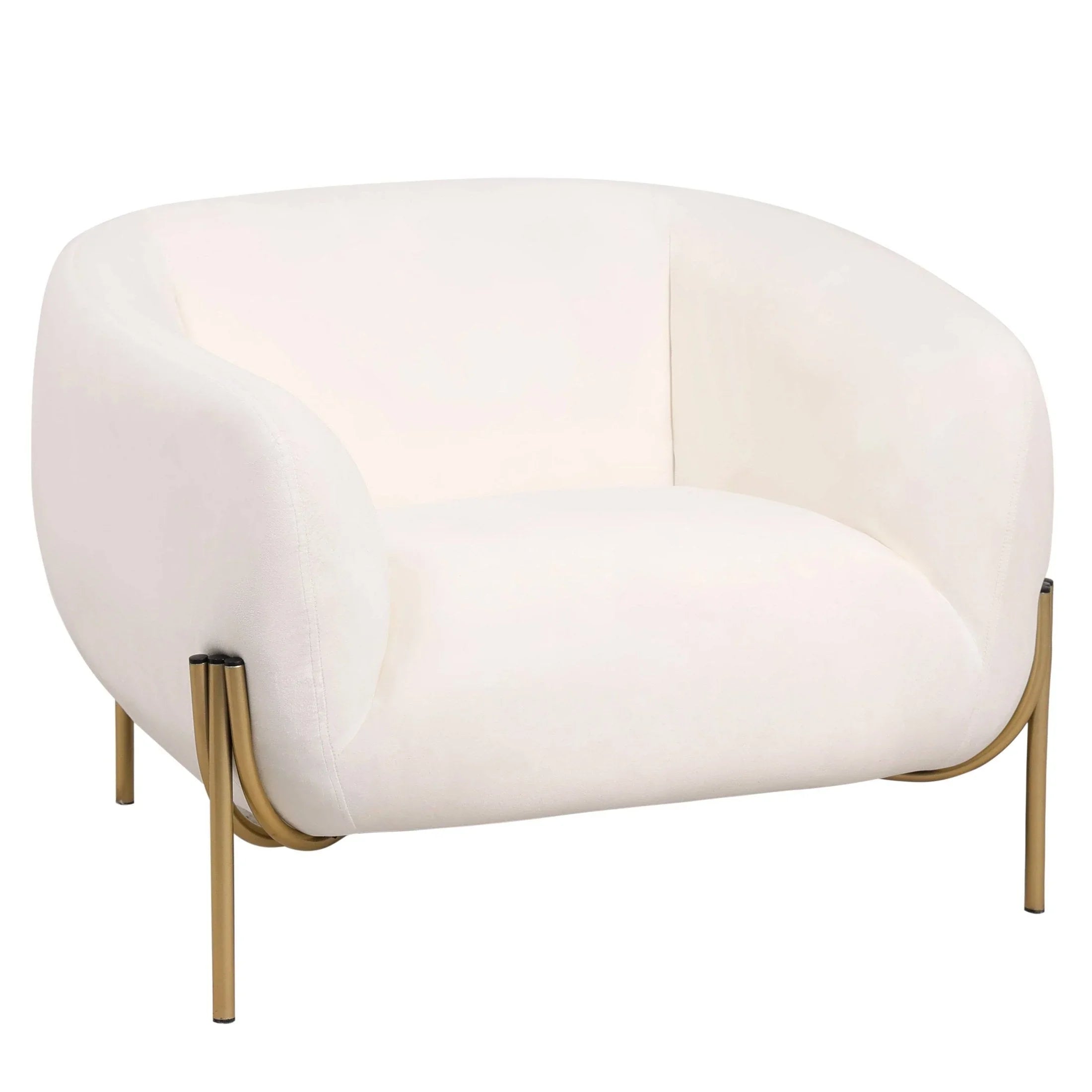 Zuno Upholstered Single Seater Sofa in Velvet with Gold Iron Legs - Elax Furniture