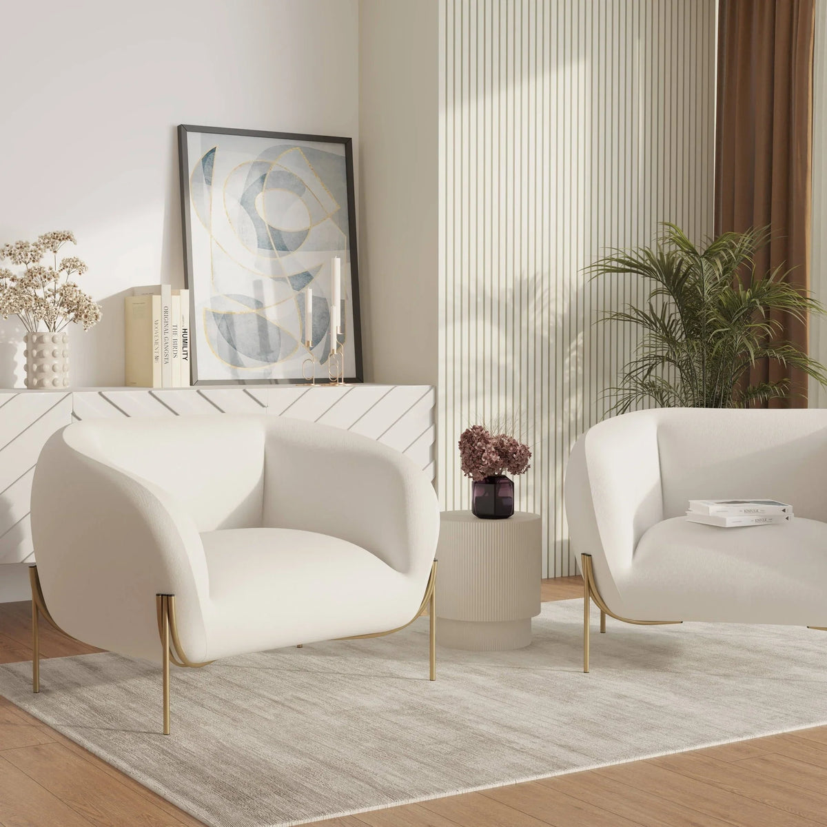 Zuno Upholstered Single Seater Sofa in Velvet with Gold Iron Legs - Elax Furniture