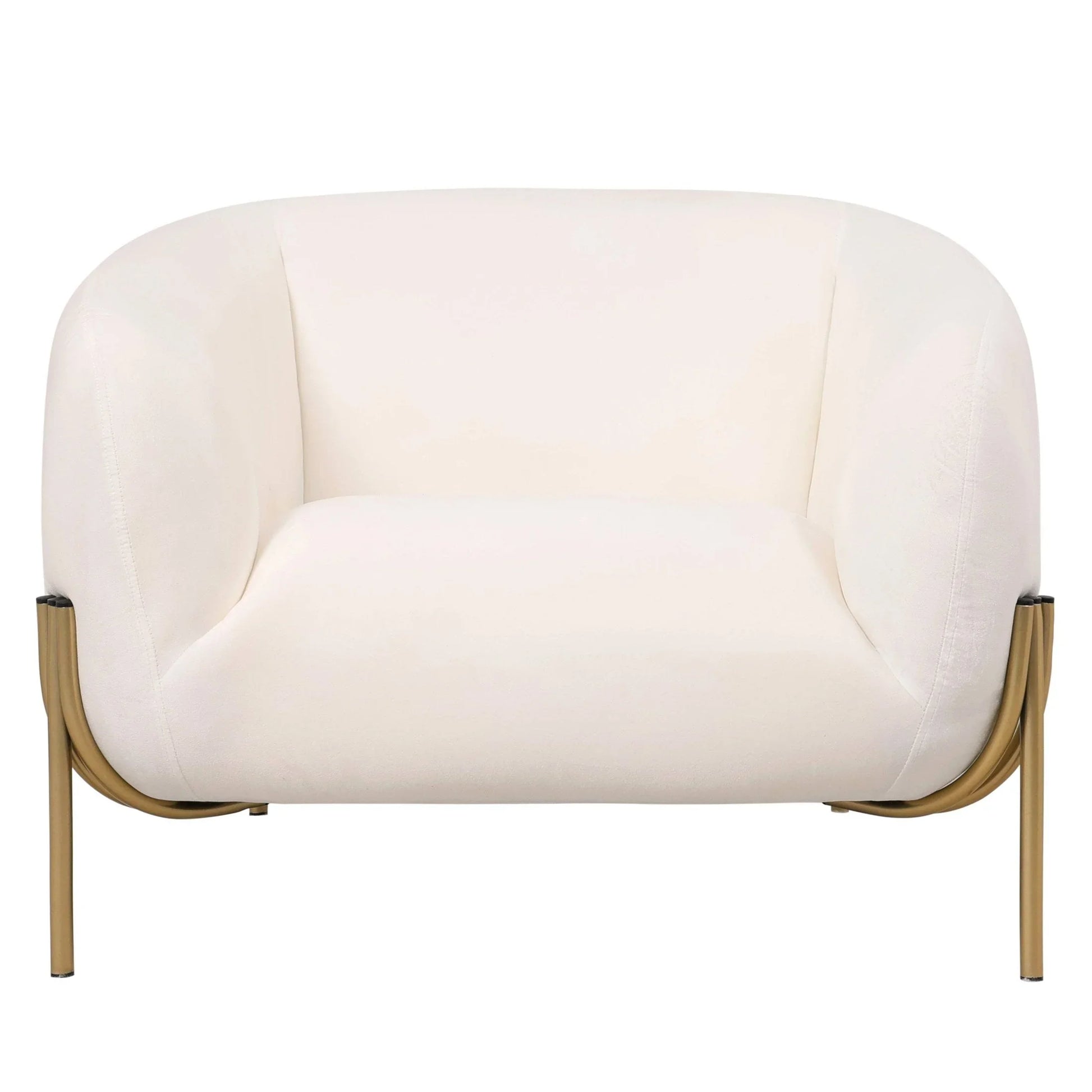 Zuno Upholstered Single Seater Sofa in Velvet with Gold Iron Legs - Elax Furniture