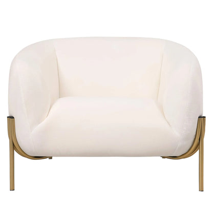 Zuno Upholstered Single Seater Sofa in Velvet with Gold Iron Legs - Elax Furniture