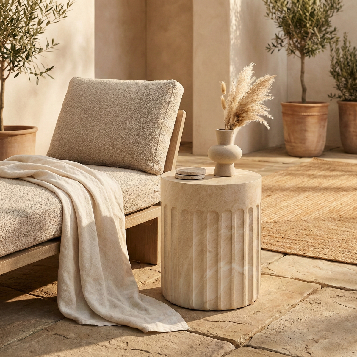 Zenvio Round Side /EndTable in Fiberstone for Indoor and Outdoor