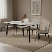 Zayle Rectangular Dining Table with a Sintered Stone Tabletop and a Stainless Steel Base