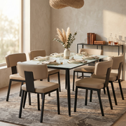 Zayle Rectangular Dining Table with a Sintered Stone Tabletop and a Stainless Steel Base