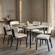 Zayle Rectangular Dining Table with a Sintered Stone Tabletop and a Stainless Steel Base