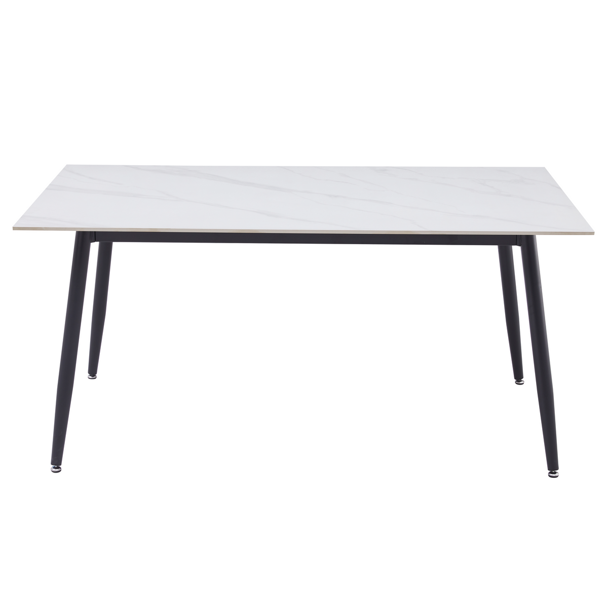 Zayle Rectangular Dining Table with a Sintered Stone Tabletop and a Stainless Steel Base
