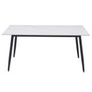 Zayle Rectangular Dining Table with a Sintered Stone Tabletop and a Stainless Steel Base