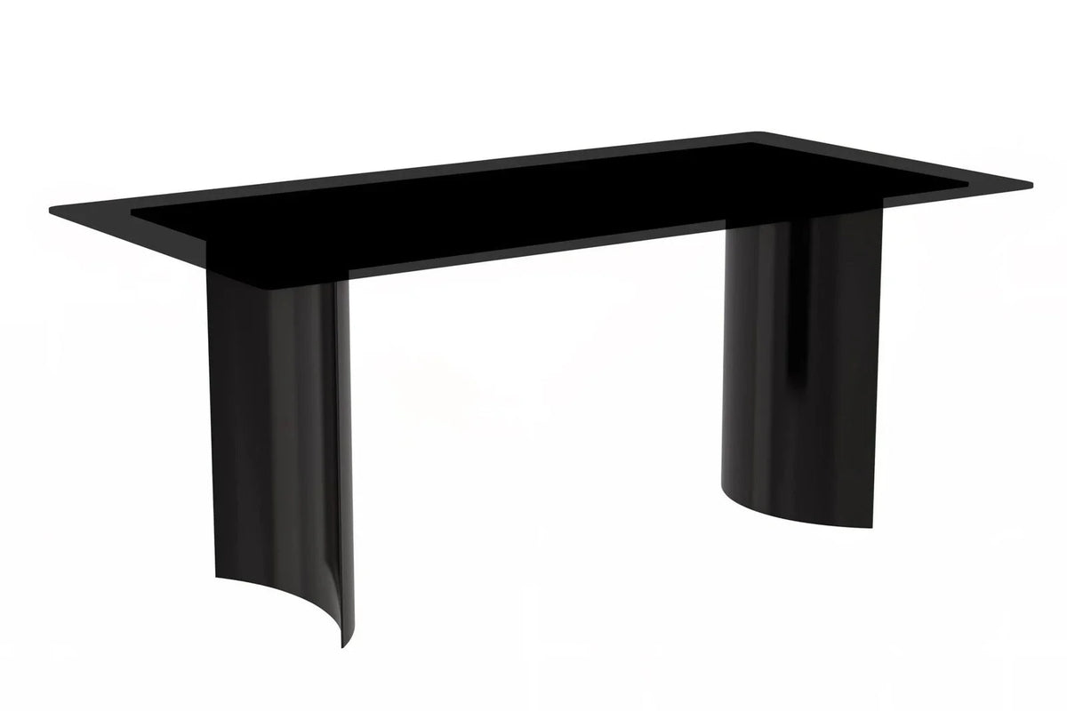 Zara Rectangular Dining Table with Glass/Sintered Stone Top and Stainless Steel Base - Elax Furniture
