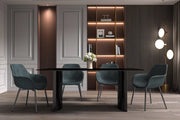 Zara Rectangular Dining Table with Glass/Sintered Stone Top and Stainless Steel Base - Elax Furniture