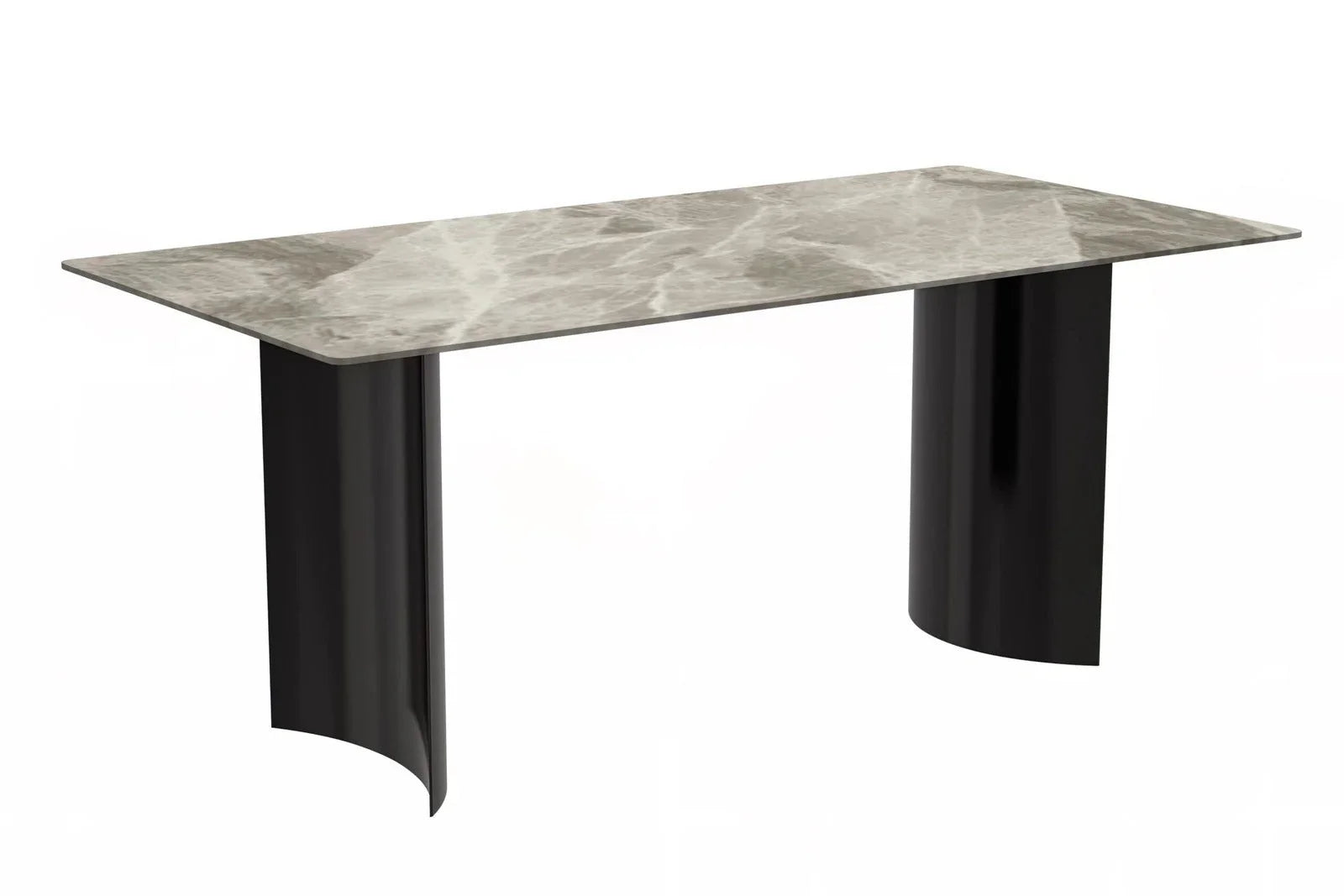 Zara Rectangular Dining Table with Glass/Sintered Stone Top and Stainless Steel Base - Elax Furniture