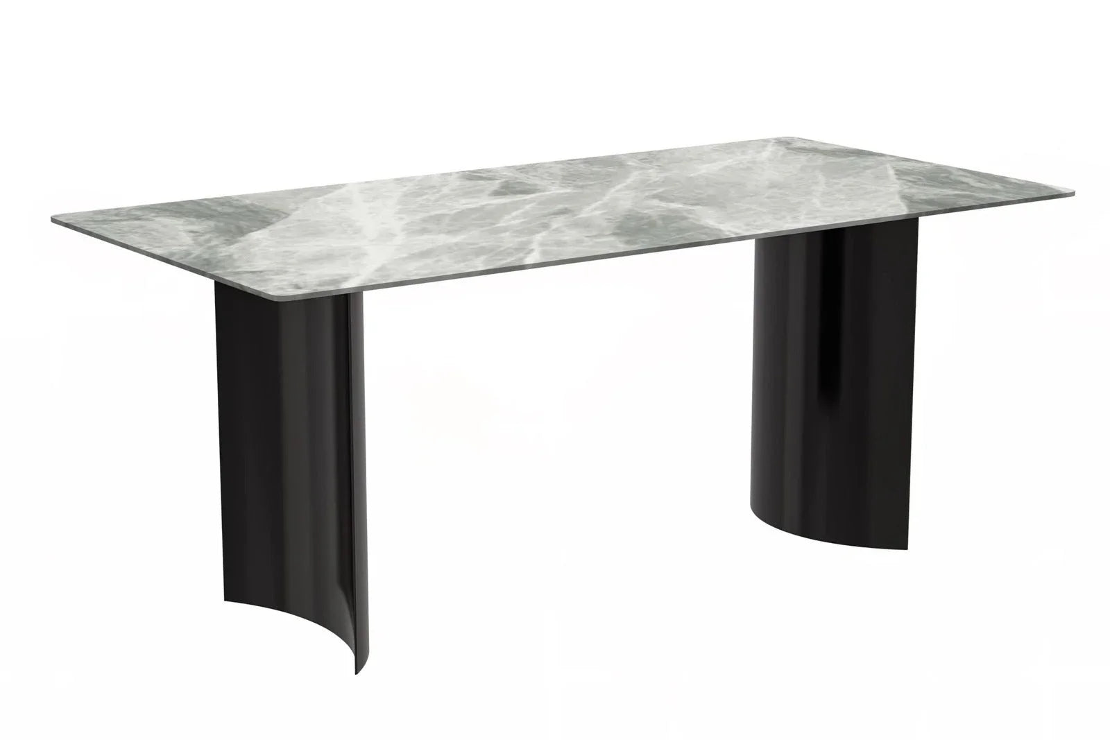 Zara Rectangular Dining Table with Glass/Sintered Stone Top and Stainless Steel Base - Elax Furniture