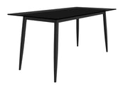 Zayle Modern Dining Table with a Rectangular Glass/Stone Tabletop in Steel - Elax Furniture