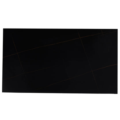 Zayle Modern Dining Table with a Rectangular Glass/Stone Tabletop in Steel