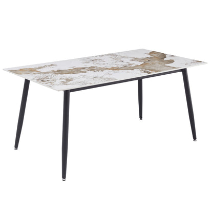 Zayle Modern Dining Table with a Rectangular Glass/Stone Tabletop in Steel