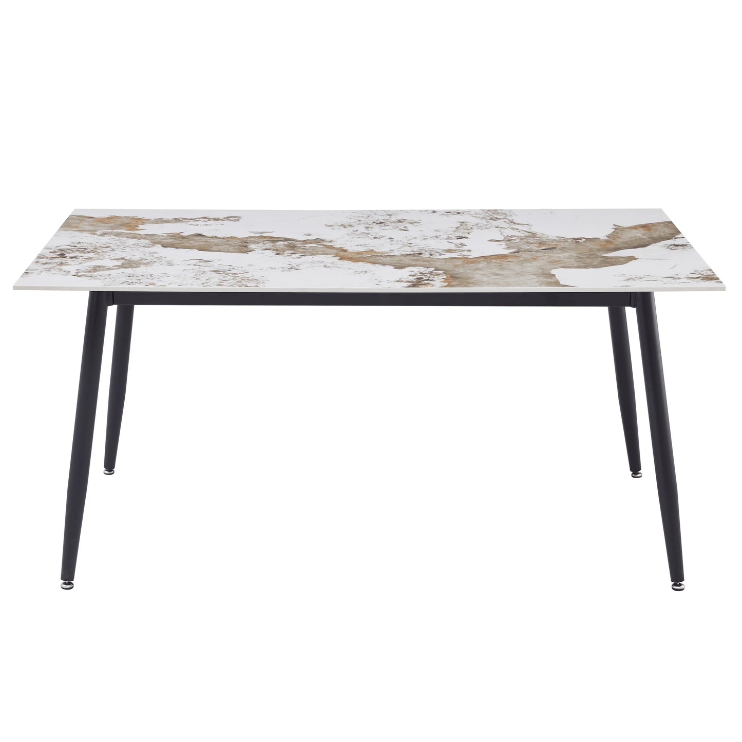 Zayle Modern Dining Table with a Rectangular Glass/Stone Tabletop in Steel