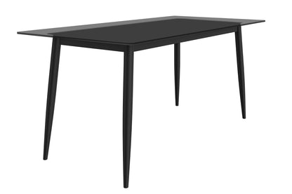 Zayle Modern Dining Table with a Rectangular Glass/Stone Tabletop in Steel - Elax Furniture
