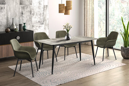 Zayle Modern Dining Table with a Rectangular Glass/Stone Tabletop in Steel - Elax Furniture