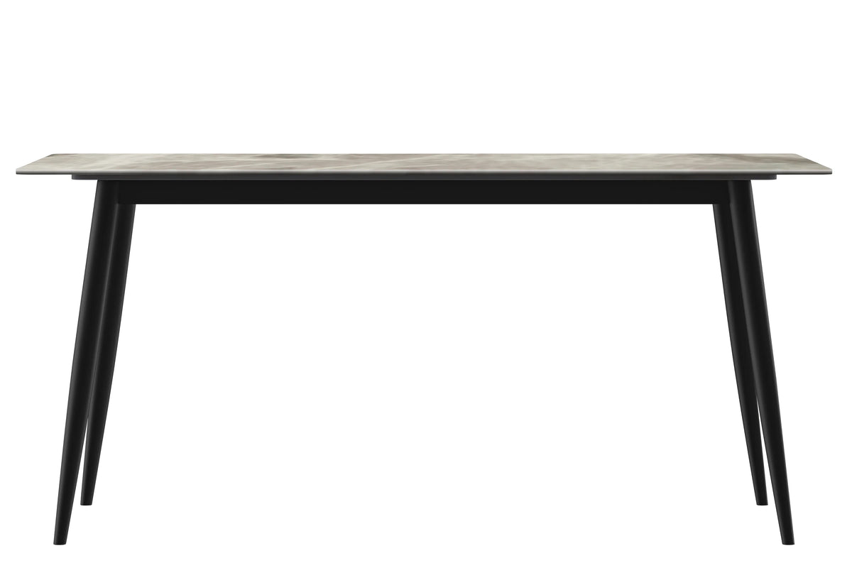Zayle Modern Dining Table with a Rectangular Glass/Stone Tabletop in Steel - Elax Furniture