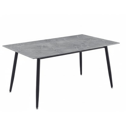 Zayle Modern Dining Table with a Rectangular Glass/Stone Tabletop in Steel