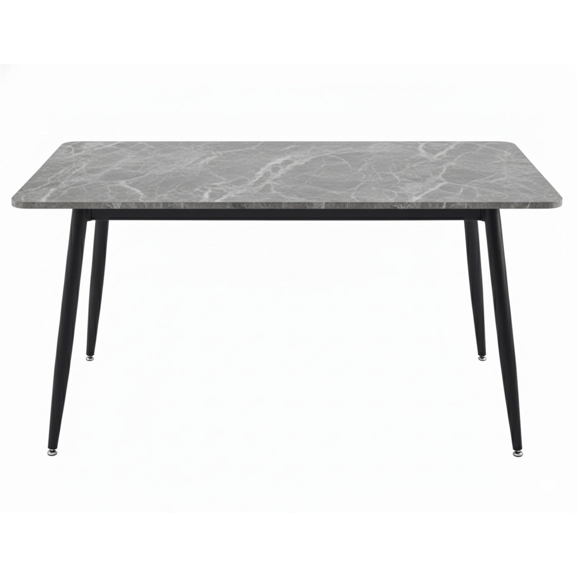 Zayle Modern Dining Table with a Rectangular Glass/Stone Tabletop in Steel