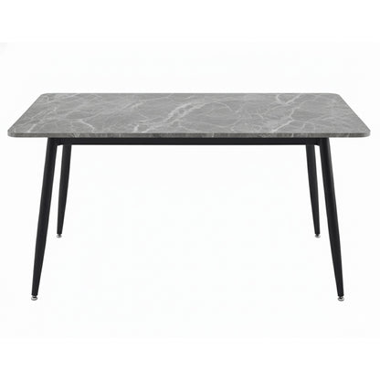 Zayle Modern Dining Table with a Rectangular Glass/Stone Tabletop in Steel
