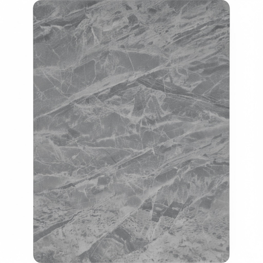 Zayle Modern Dining Table with a Rectangular Glass/Stone Tabletop in Steel