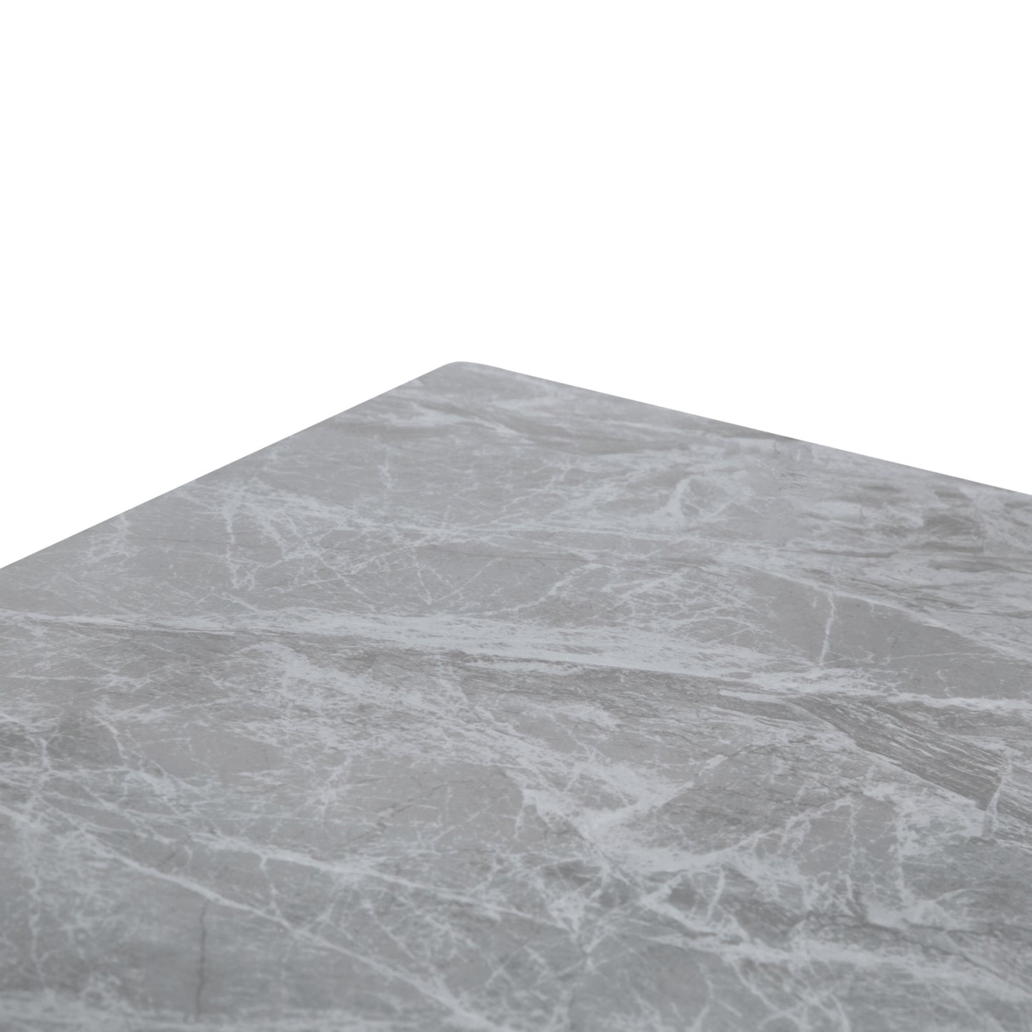 Zayle Modern Dining Table with a Rectangular Glass/Stone Tabletop in Steel