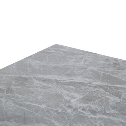 Zayle Modern Dining Table with a Rectangular Glass/Stone Tabletop in Steel