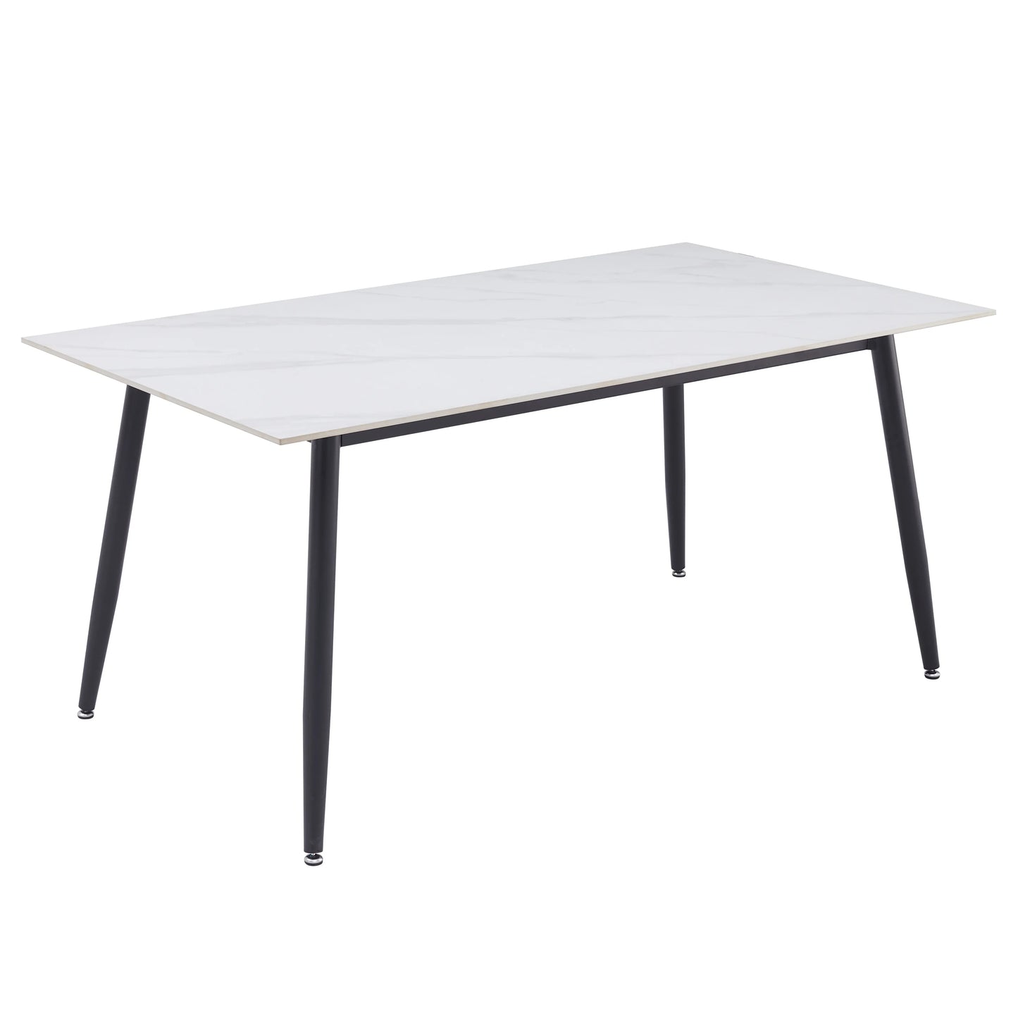 Zayle Modern Dining Table with a Rectangular Glass/Stone Tabletop in Steel