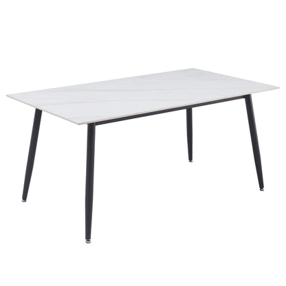 Zayle Modern Dining Table with a Rectangular Glass/Stone Tabletop in Steel