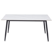Zayle Modern Dining Table with a Rectangular Glass/Stone Tabletop in Steel