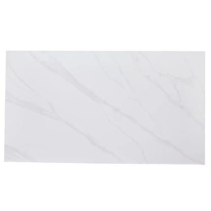 Zayle Modern Dining Table with a Rectangular Glass/Stone Tabletop in Steel