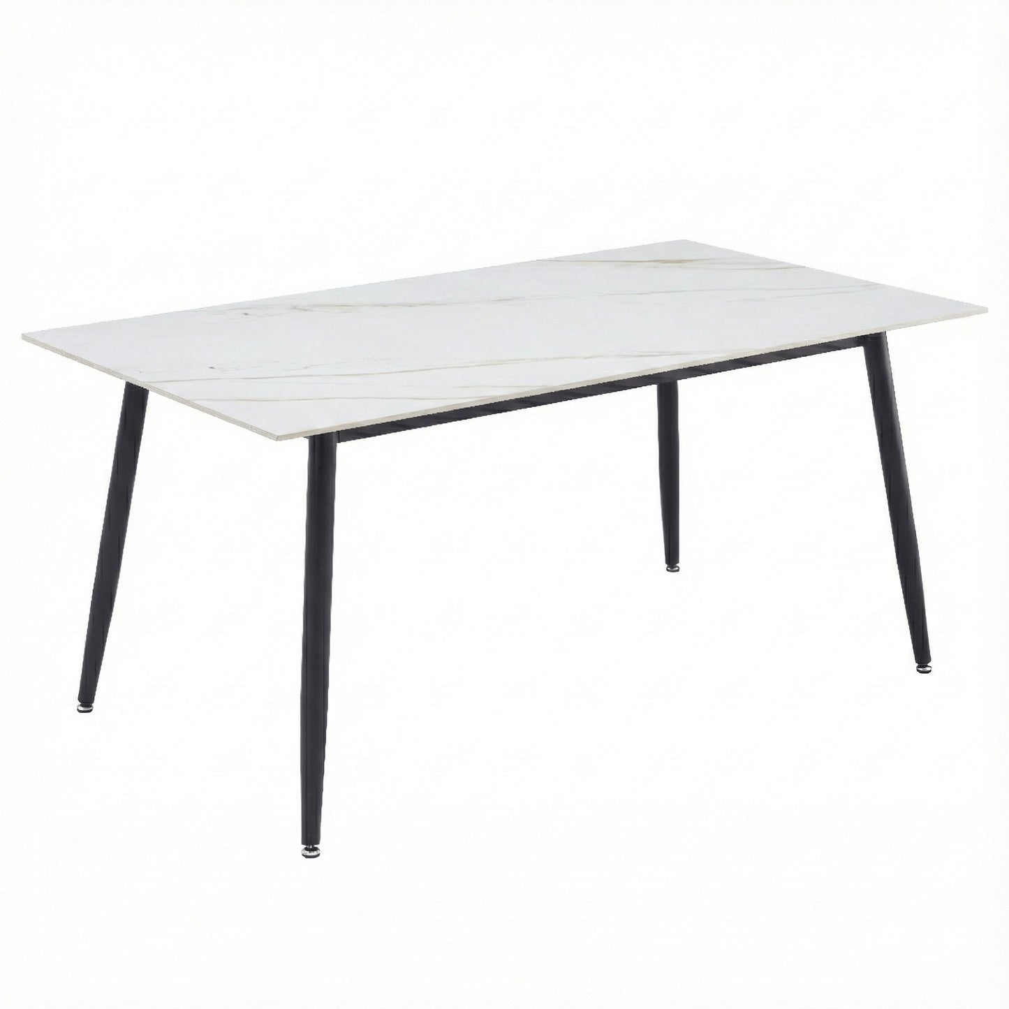 Zayle Modern Dining Table with a Rectangular Glass/Stone Tabletop in Steel