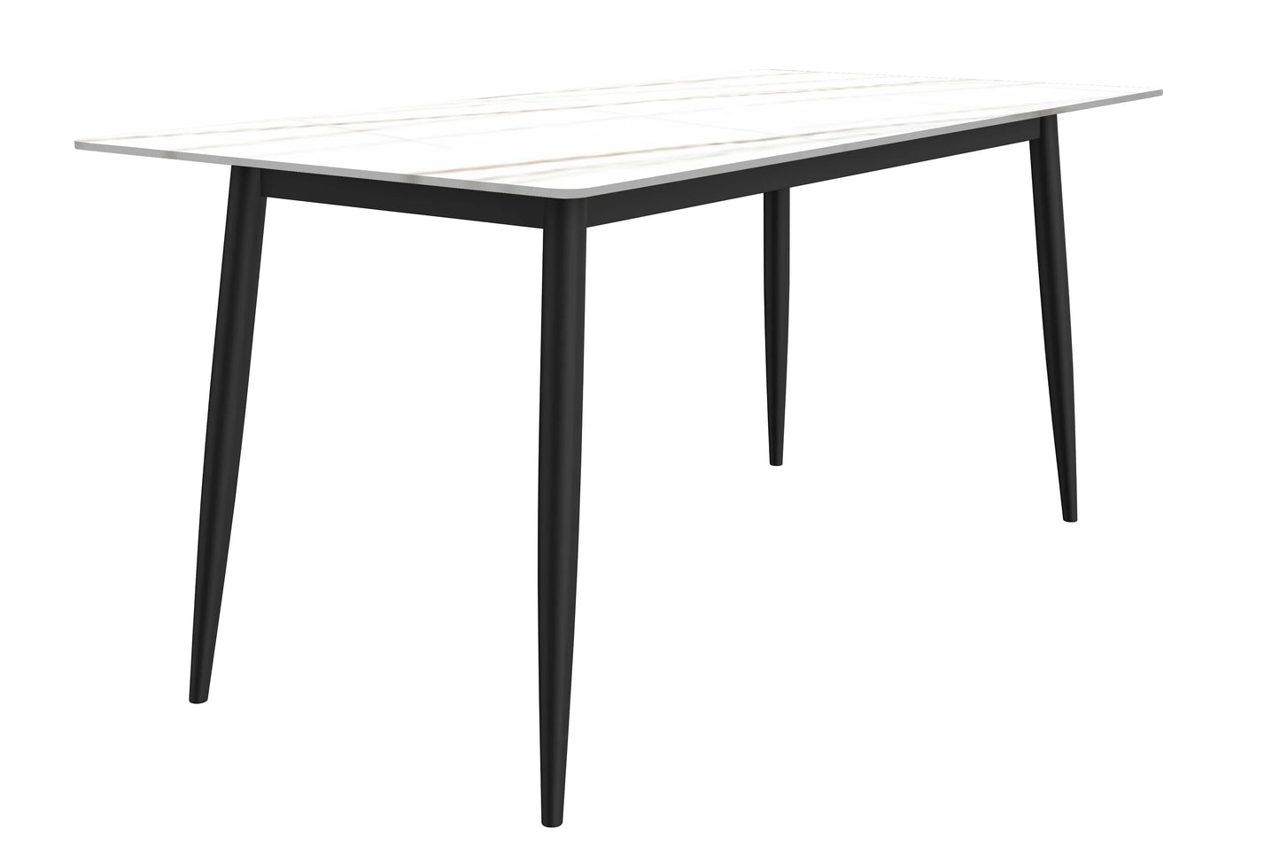 Zayle Modern Dining Table with a Rectangular Glass/Stone Tabletop in Steel - Elax Furniture