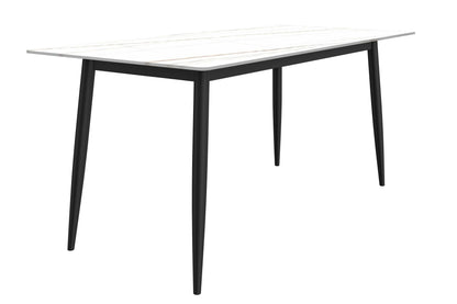 Zayle Modern Dining Table with a Rectangular Glass/Stone Tabletop in Steel - Elax Furniture