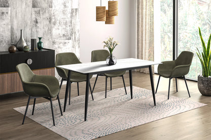 Zayle Modern Dining Table with a Rectangular Glass/Stone Tabletop in Steel - Elax Furniture