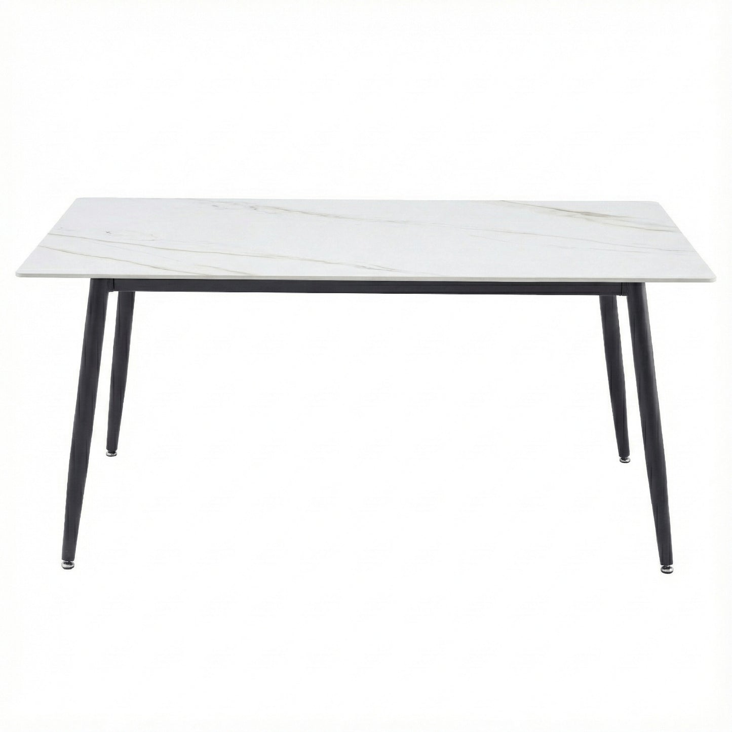 Zayle Modern Dining Table with a Rectangular Glass/Stone Tabletop in Steel