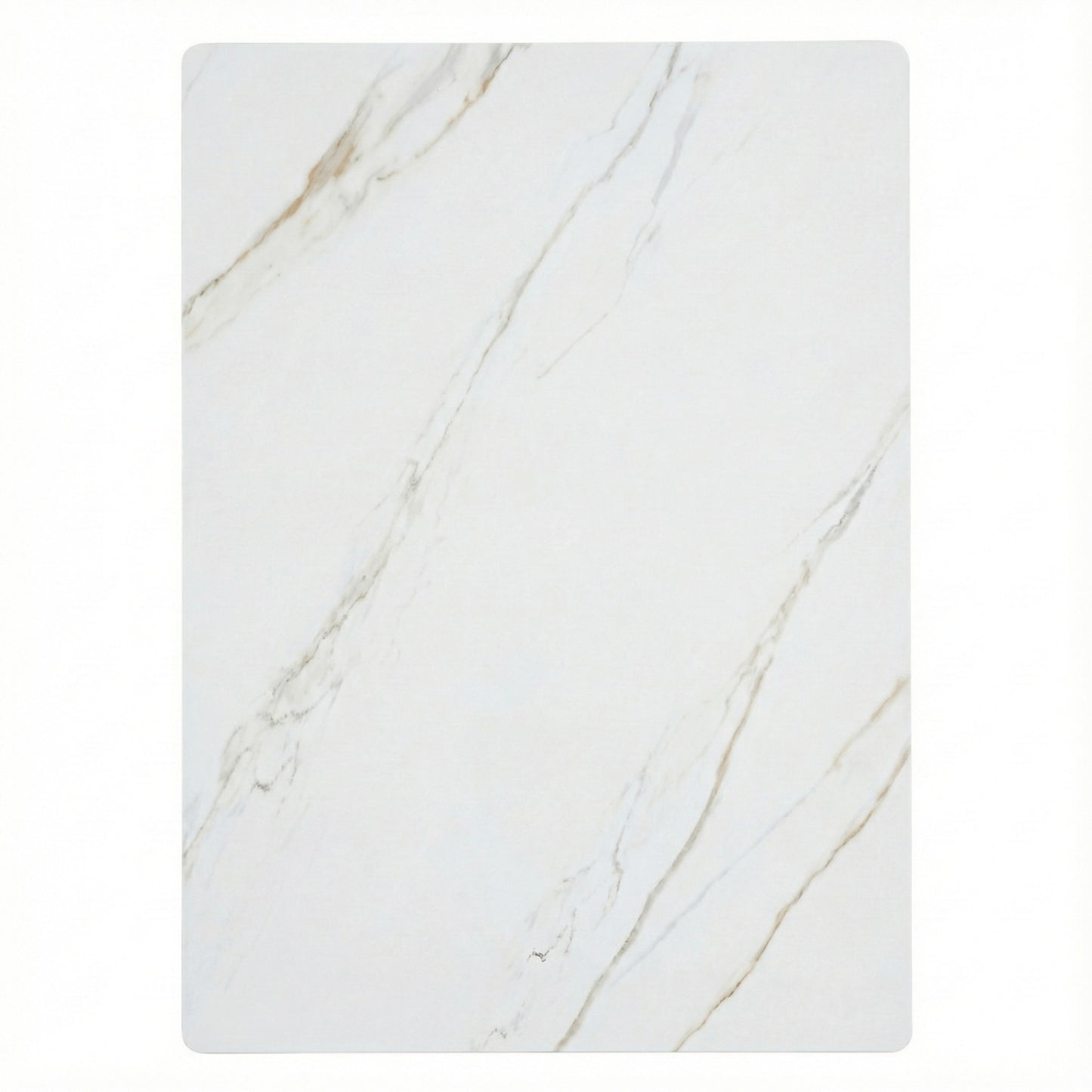 Zayle Modern Dining Table with a Rectangular Glass/Stone Tabletop in Steel