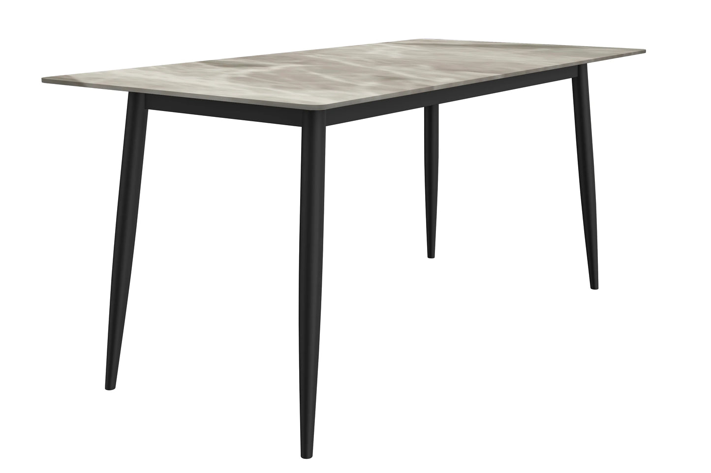 Zayle Modern Dining Table with a Rectangular Glass/Stone Tabletop in Steel - Elax Furniture
