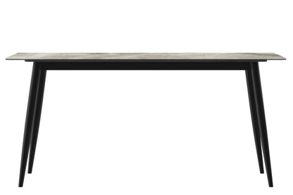 Zayle Modern Dining Table with a Rectangular Glass/Stone Tabletop in Steel - Elax Furniture