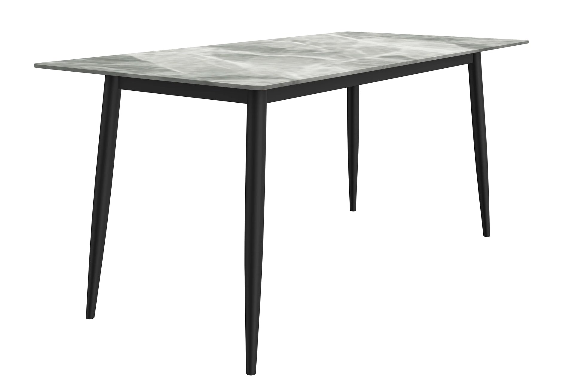 Zayle Modern Dining Table with a Rectangular Glass/Stone Tabletop in Steel - Elax Furniture