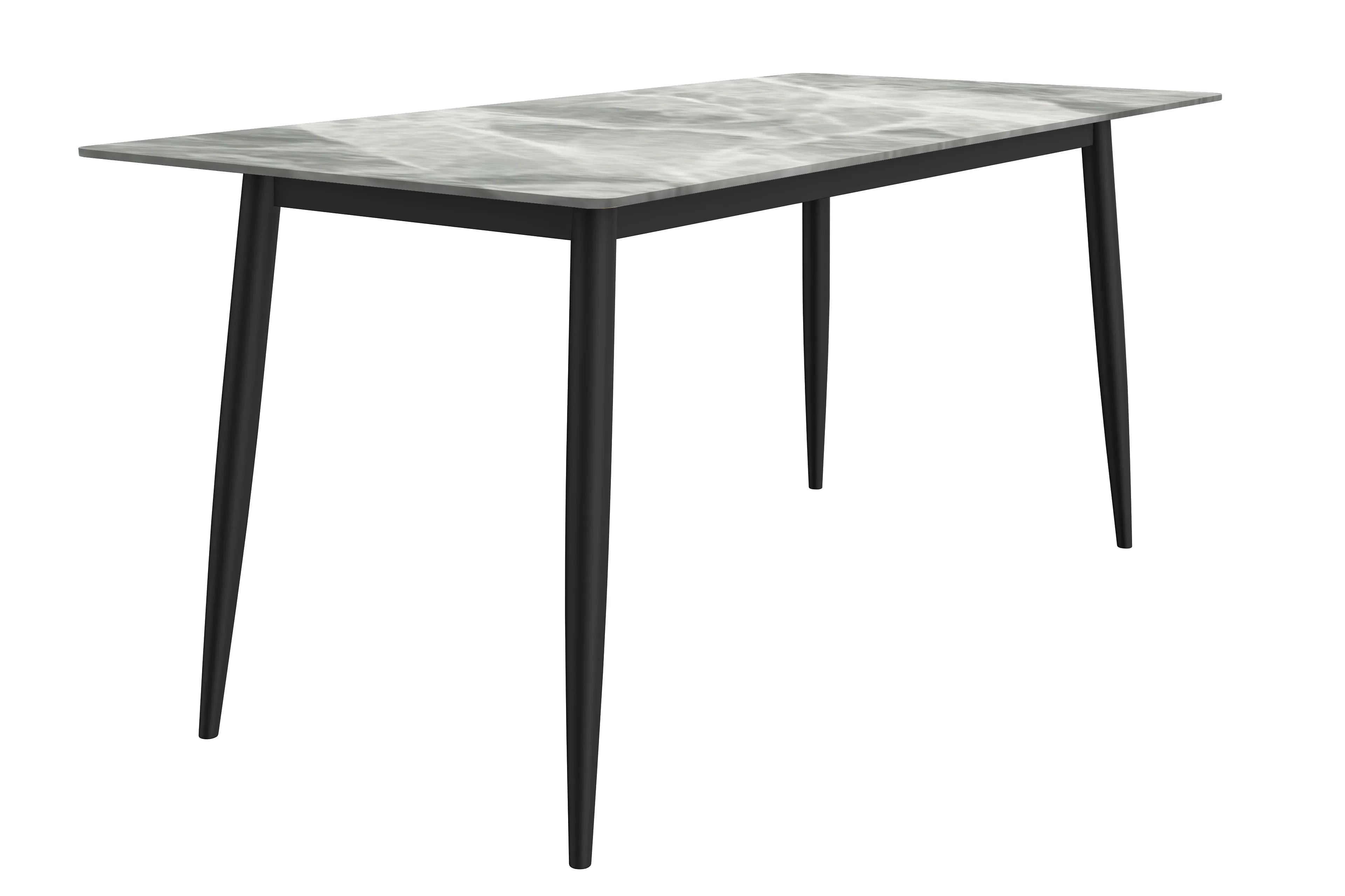 Zayle Modern Dining Table with a Rectangular Glass/Stone Tabletop in Steel - Elax Furniture