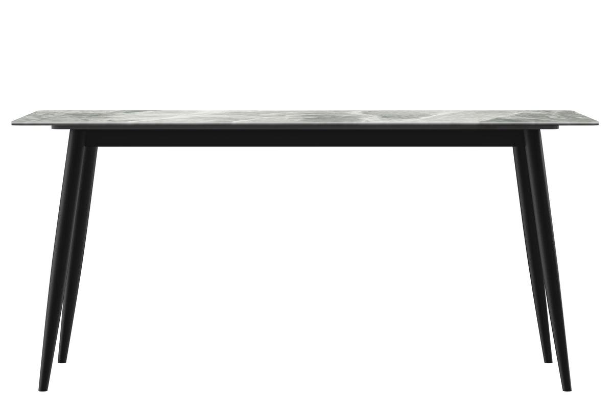 Zayle Modern Dining Table with a Rectangular Glass/Stone Tabletop in Steel - Elax Furniture