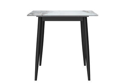 Zayle Modern Dining Table with a Rectangular Glass/Stone Tabletop in Steel - Elax Furniture