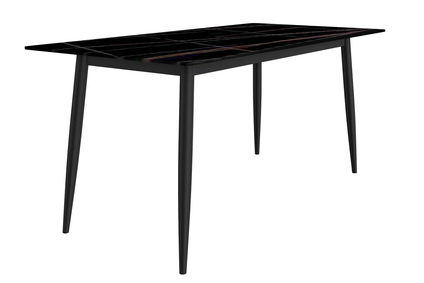 Zayle Modern Dining Table with a Rectangular Glass/Stone Tabletop in Steel - Elax Furniture
