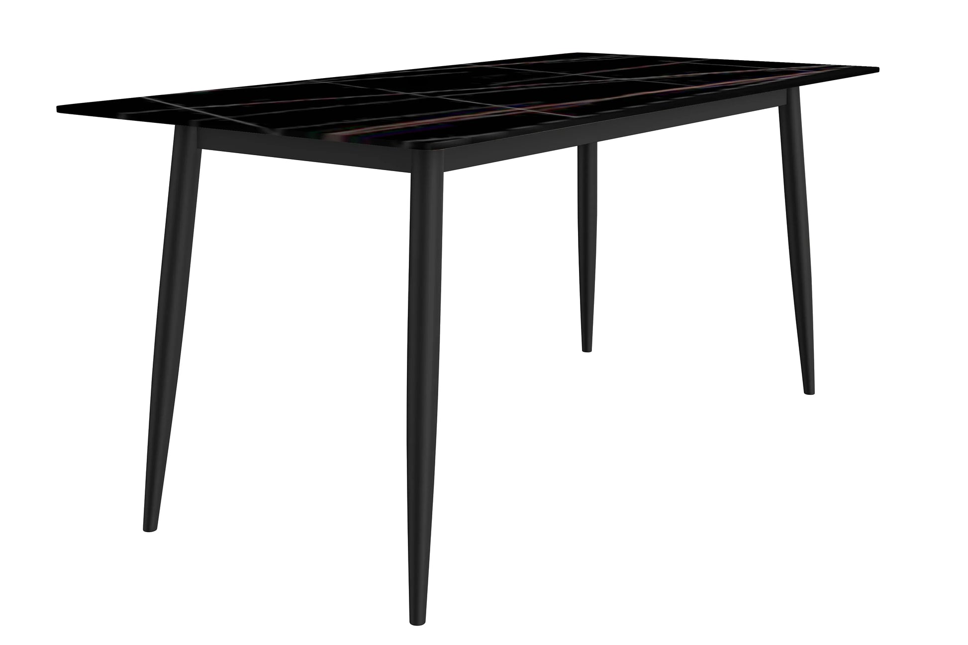Zayle Modern Dining Table with a Rectangular Glass/Stone Tabletop in Steel - Elax Furniture
