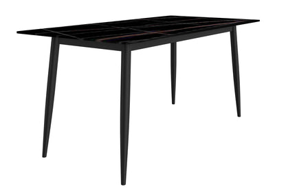 Zayle Modern Dining Table with a Rectangular Glass/Stone Tabletop in Steel - Elax Furniture