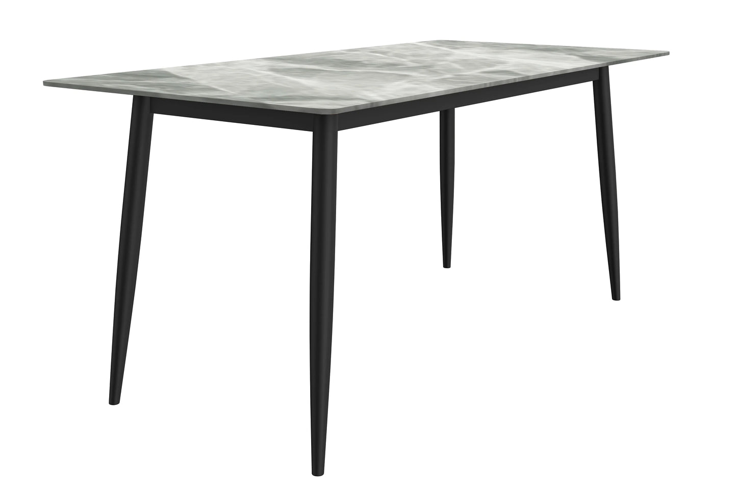 Zayle Modern Dining Table with a Rectangular Glass/Stone Tabletop in Steel - Elax Furniture