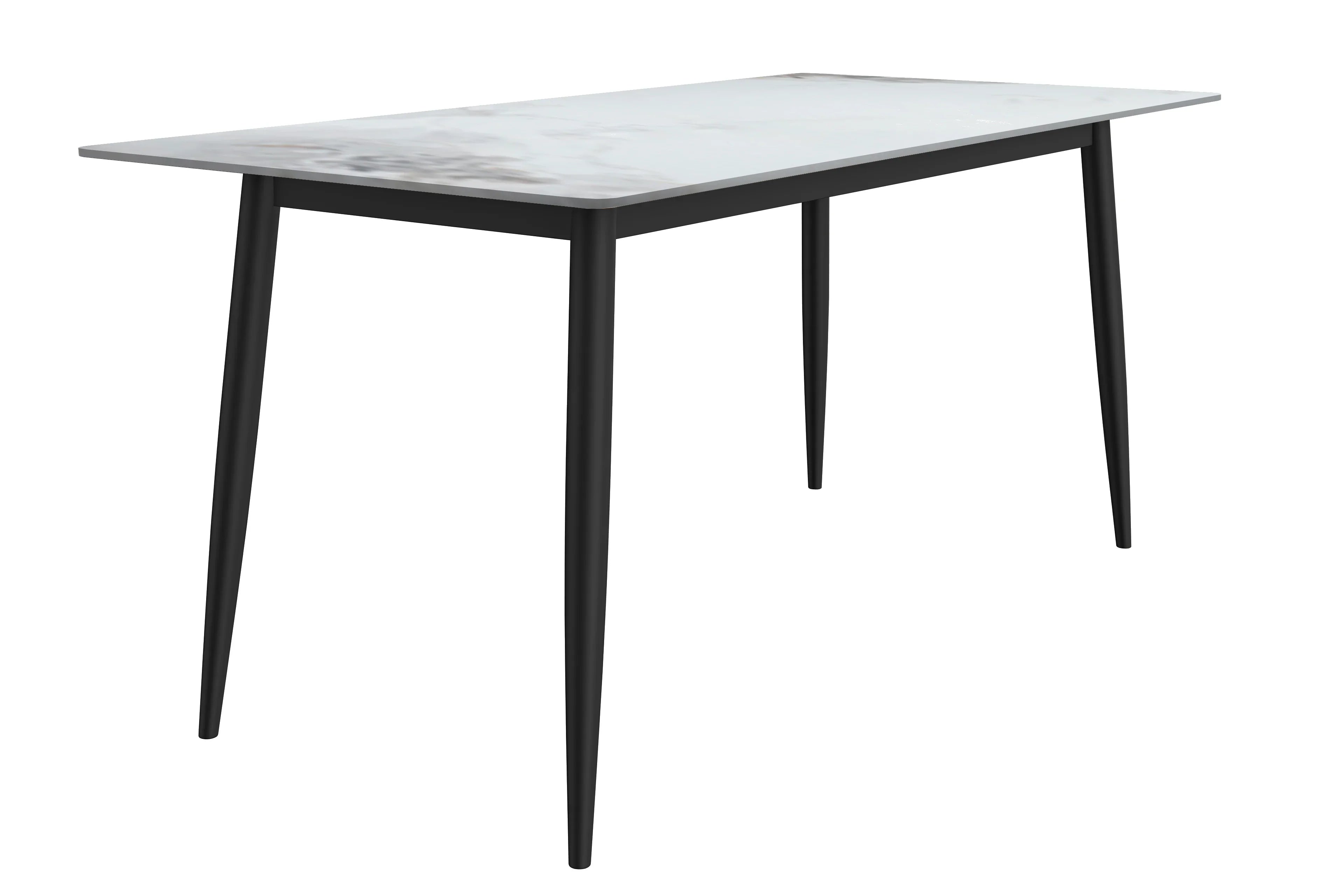 Zayle Modern Dining Table with a Rectangular Glass/Stone Tabletop in Steel - Elax Furniture