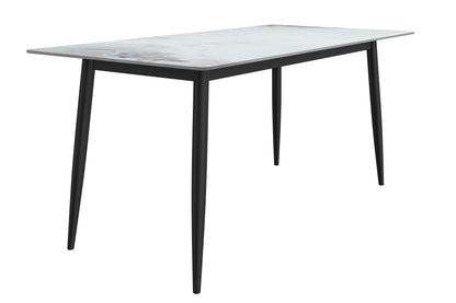 Zayle Modern Dining Table with a Rectangular Glass/Stone Tabletop in Steel - Elax Furniture